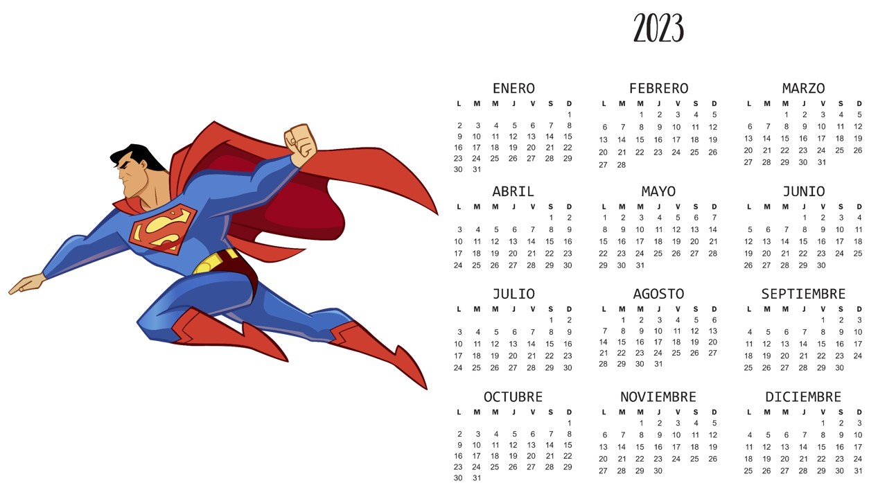 Kits imprimibles gratis Calendario 2023 de Superman